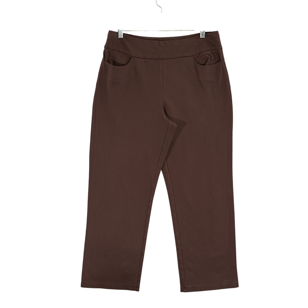Drapers & Damons Womens Petites Brown Pull On Straight Leg Pants PM Short 17003